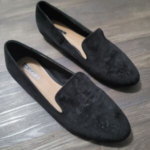 Tahari Black Frankie black velvet slip-on flats Size 7.5 Loafer